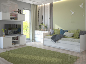 Детская кровать Челси 0,8 белый/белый глянец