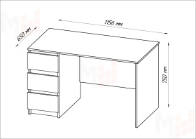 Стол письменный Кастор 3 ящика сонома