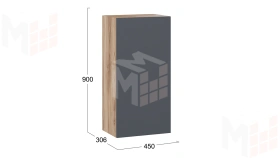 Шкаф навесной Порто - ТД-393.03.27 Яблоня Беллуно, Графит софт