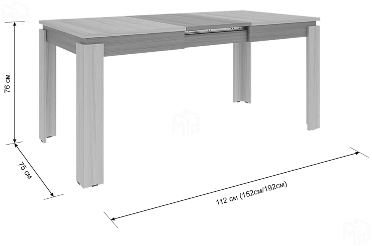 Стол обеденный раздвижной Гермес 2 графит/дуб крафт золотой