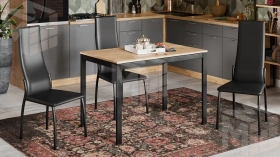 Стол раздвижной Слайд Тип 2 Черный муар, Дуб Крафт золотой