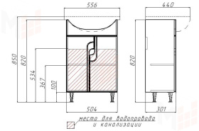 Тумба под умывальник "Уют 55 Лилия" без ящика Айсберг