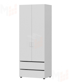 Шкаф двухстворчатый Токио с двумя ящиками Белый