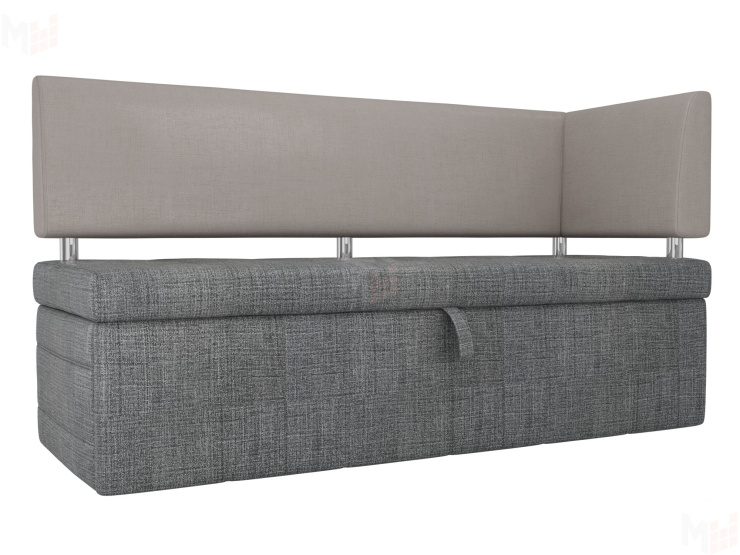 Кухонный прямой диван Стоун с углом (серый\бежевый)