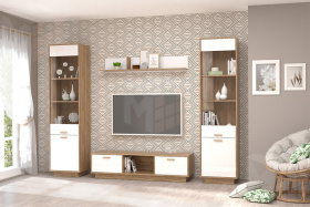 Модульная гостиная Эго Дуб Крафт/Белый Глянец Вариант 9