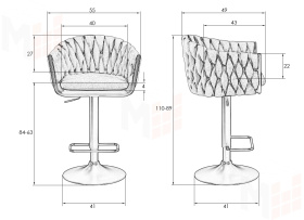 Стул барный DOBRIN LEON (графитовая ткань (LAR-275-21))