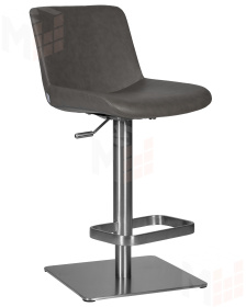 Стул барный DOBRIN ALDO (серый PU YP4, основание из нержавеющей стали)