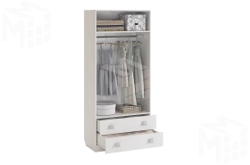 Шкаф комбинированный  Фэнтези  с ящ. 2-створчатый белый рамух