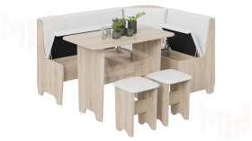 Кухонный уголок Техас Исп.1 Дуб Сонома, Экокожа белая