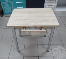 Стол прямоугольный с ящиком 900*600 (дуб сонома), ножки хром