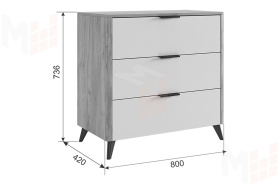 Комод Адам дуб крафт золотой/белое дерево