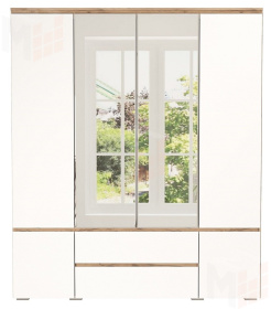  Шкаф ГРЕТТА 6С2Я с зеркалом Дуб Крафт золотой-Белый