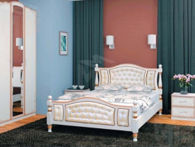 Кровать Жасмин (160*200) дуб молочный/св. экокожа