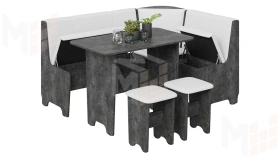 Кухонный уголок Техас Исп.1 Ателье темный, Экокожа белая