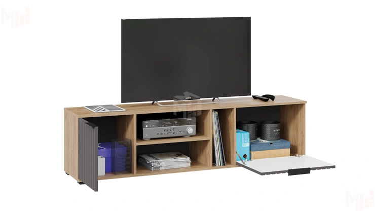 Тумба под ТВ Хилтон - 413.11 Дуб Крафт золотой, Графит матовый