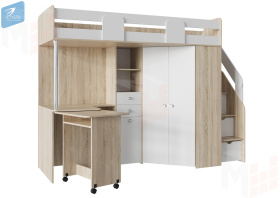 Кровать чердак Мийа_А (сонома/белый)