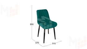 Стул OSCAR Черный муар, Велюр L006 бирюзовый