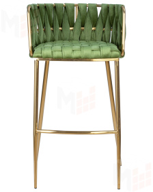 Стул барный DOBRIN EMMA GOLD (зеленый велюр (VF-08))