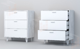 Комод К-3 Эго на ножках Бетон Светлый/Белый Глянец