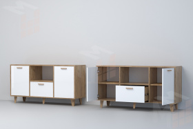 Тумба Т-2 на ножках Эго Дуб Крафт Золотой/Белый Глянец