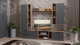 Набор мебели для гостиной Хилтон №1 Дуб Крафт золотой, Графит матовый