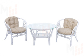 Комплект Багама Дуэт с простыми бежевыми подушками и овальным столом