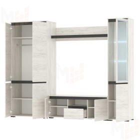 Гостиная  ГРЕТТА Дуб Крафт белый - Антрацит №1