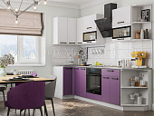 Кухня угловая Техно New 0,9*2,7 Белый софт/Слива софт