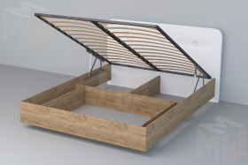 Кровать 031 Эго Дуб Крафт Золотой/Белый Глянец  (Пуговицы) ПМ 1600х2000