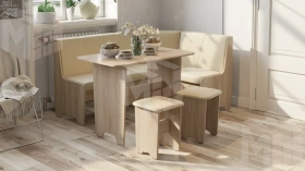 Кухонный уголок Техас Исп.1 Дуб Сонома, Экокожа бежевая