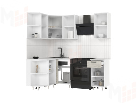 Кухня Рио New угловая 2,0*1,3 м (490) Дуб крафт белый, Белый (Антарес)