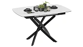 Стол обеденный раздвижной Манхеттен Т1 Черный муар, Стекло матовое белый мрамор