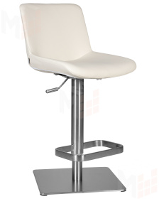 Стул барный DOBRIN ALDO (белый PU P23, основание из нержавеющей стали)