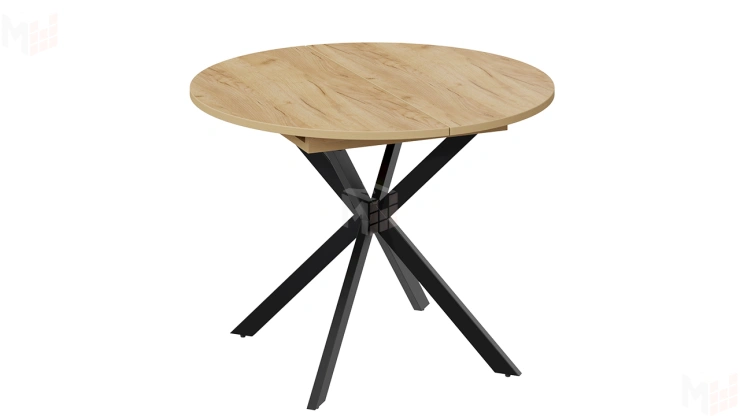 Стол обеденный раздвижной Мэдисон Тип 1 Черный муар, Дуб Крафт золотой