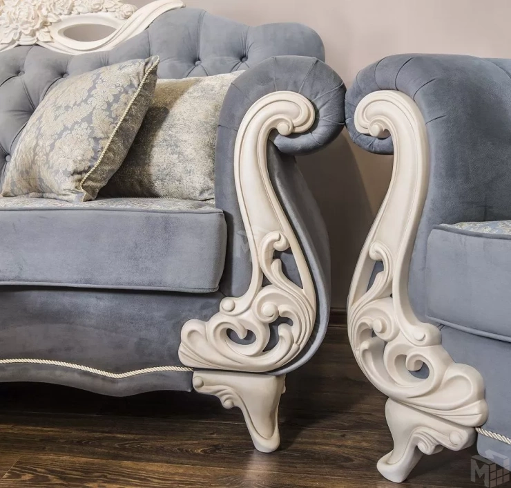 Диван Афина 3х местный крем серый