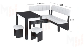 Кухонный уголок Альфа - МФ-100.001 Венге Цаво, Белый кожзам