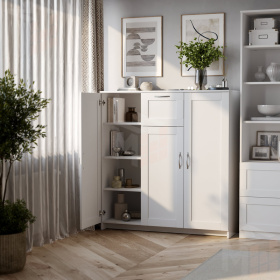 2.02.03.320.1 СИРИУС тумба 3 двери и 1 ящик 117х123 белая RU