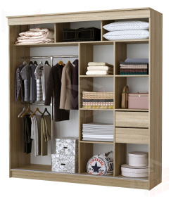 Шкаф-купе  2,0 м с зеркалом Фаворит Дуб Сонома