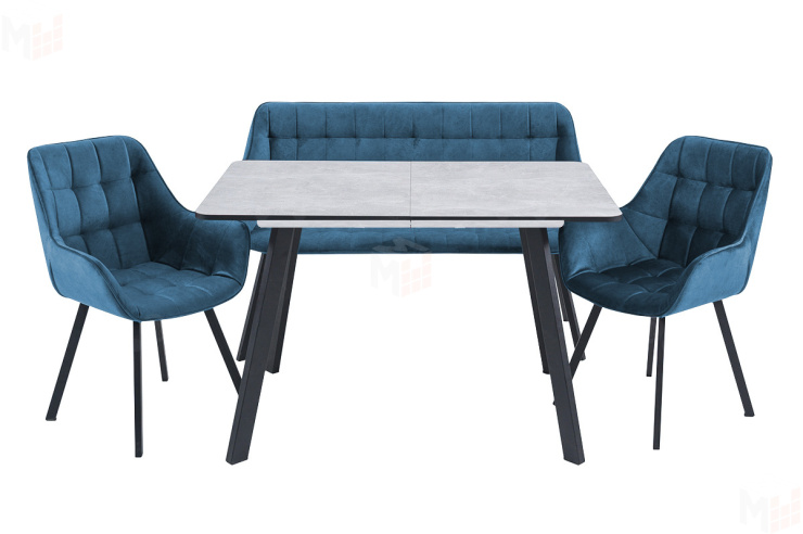 Комплект «Белладжо» диван+2 стула+стол №6 Ателье светлое синий