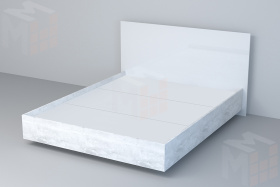 Кровать 031 Эго Бетон Светлый/Белый Глянец (ЛДСП) ЛН 1400х2000