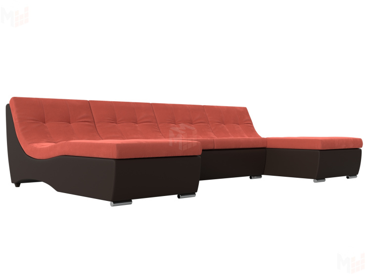 П-образный модульный диван Монреаль (Коралловый\Коричневый)