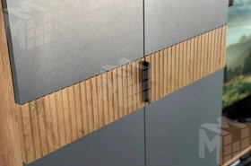 Стенка в гостиную Бери дуб крафт золотой/графит