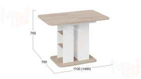 Стол раздвижной Мюнхен Тип 2 Белый Ясень, Дуб Сонома