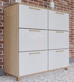 Обувница Копенгаген 6 ящиков (дуб сонома/белый матовый)