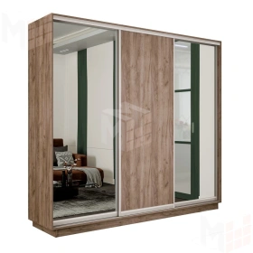 Шкаф-купе Экспресс трио (2 зеркала) 2100 Крафт табачный