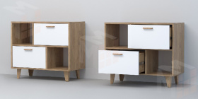 Тумба Т-1 на ножках Эго Дуб Крафт Золотой/Белый Глянец