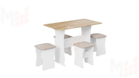 Обеденная группа тип 1 - МФ-101.006 Белый, Дуб Крафт золотой, Иск.замша Latte