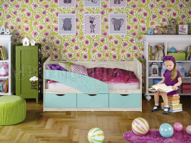Кровать Бабочки 1,6 МДФ бирюза