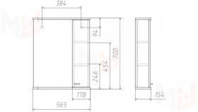 Зеркало-шкаф Классик 55 правый