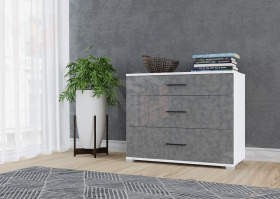 Комод VICTOR белый/бетон